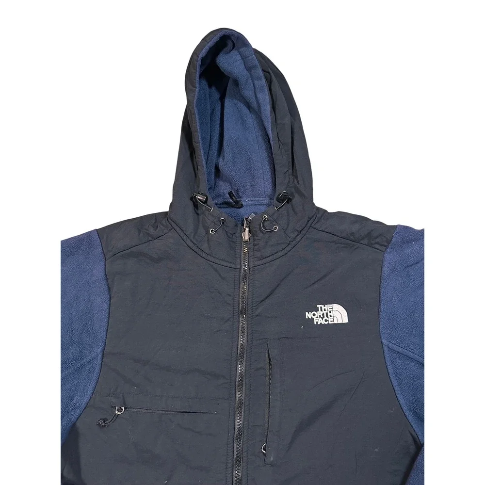 The North Face Denali Fleece Hoodie Mens Medium Navy Blue Black Full Zip Jacket